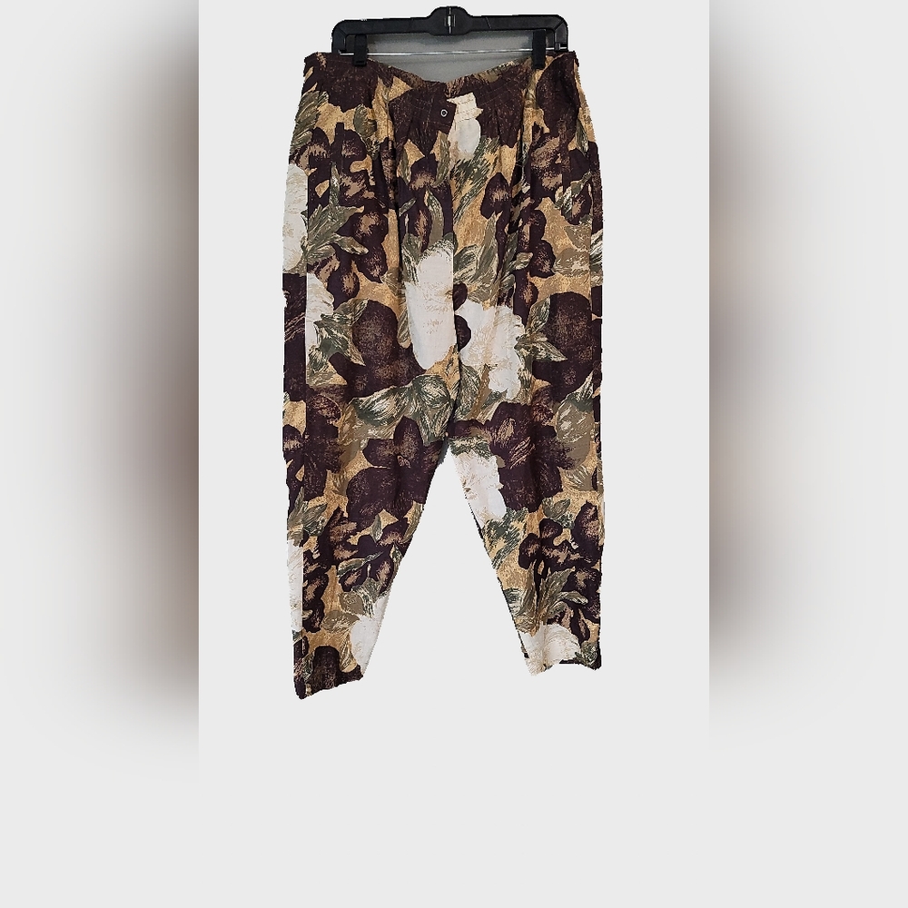 Adolfo‎ Floral Men's Pants - Brown and Cream